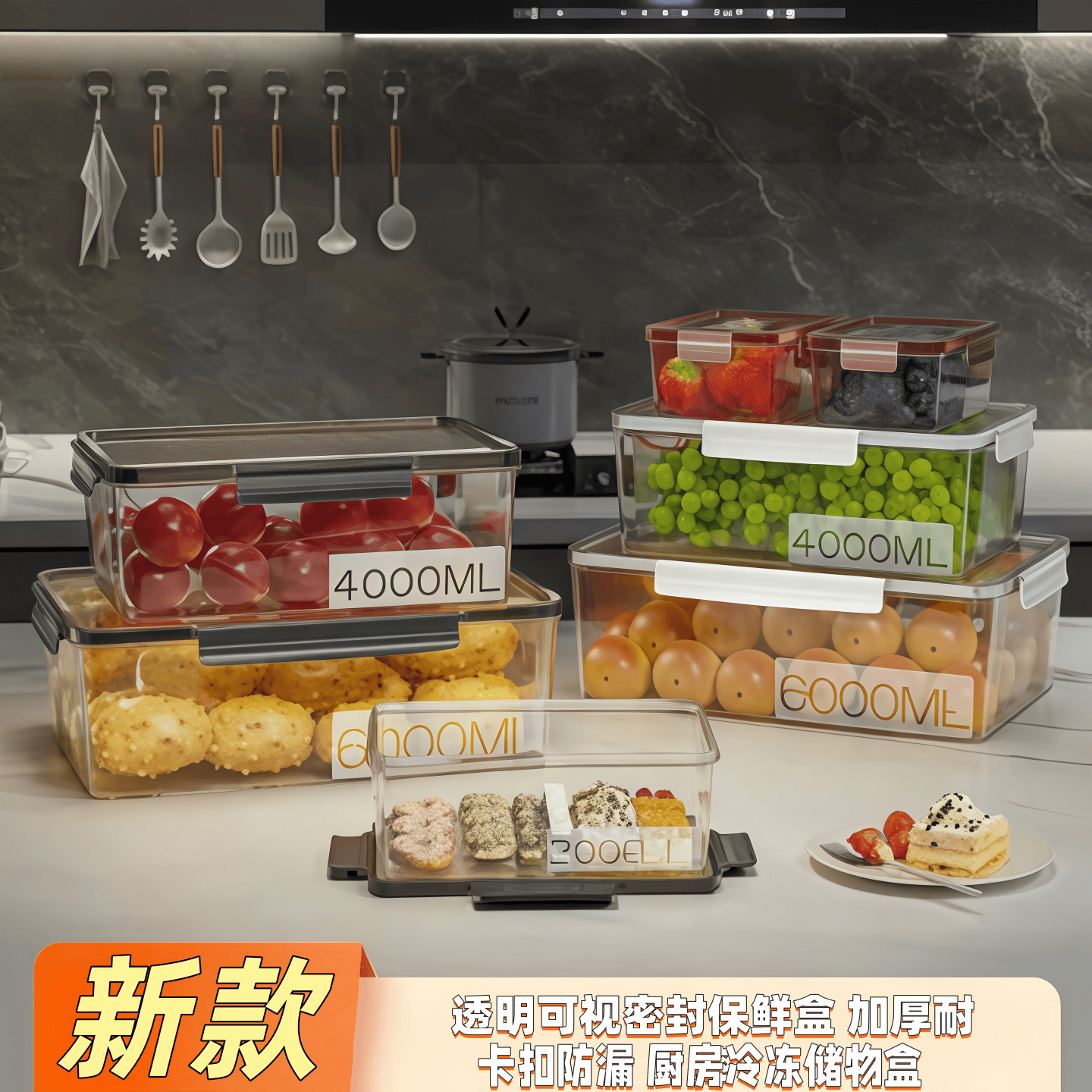 新款冰箱收纳保鲜盒食品级家用特大号大容量厨房专用水果蔬菜密封