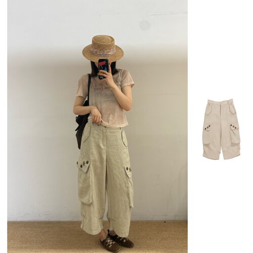 GRAMA GRASS 项小七 设计师品牌26早春新品手工钉珠工装八分裤