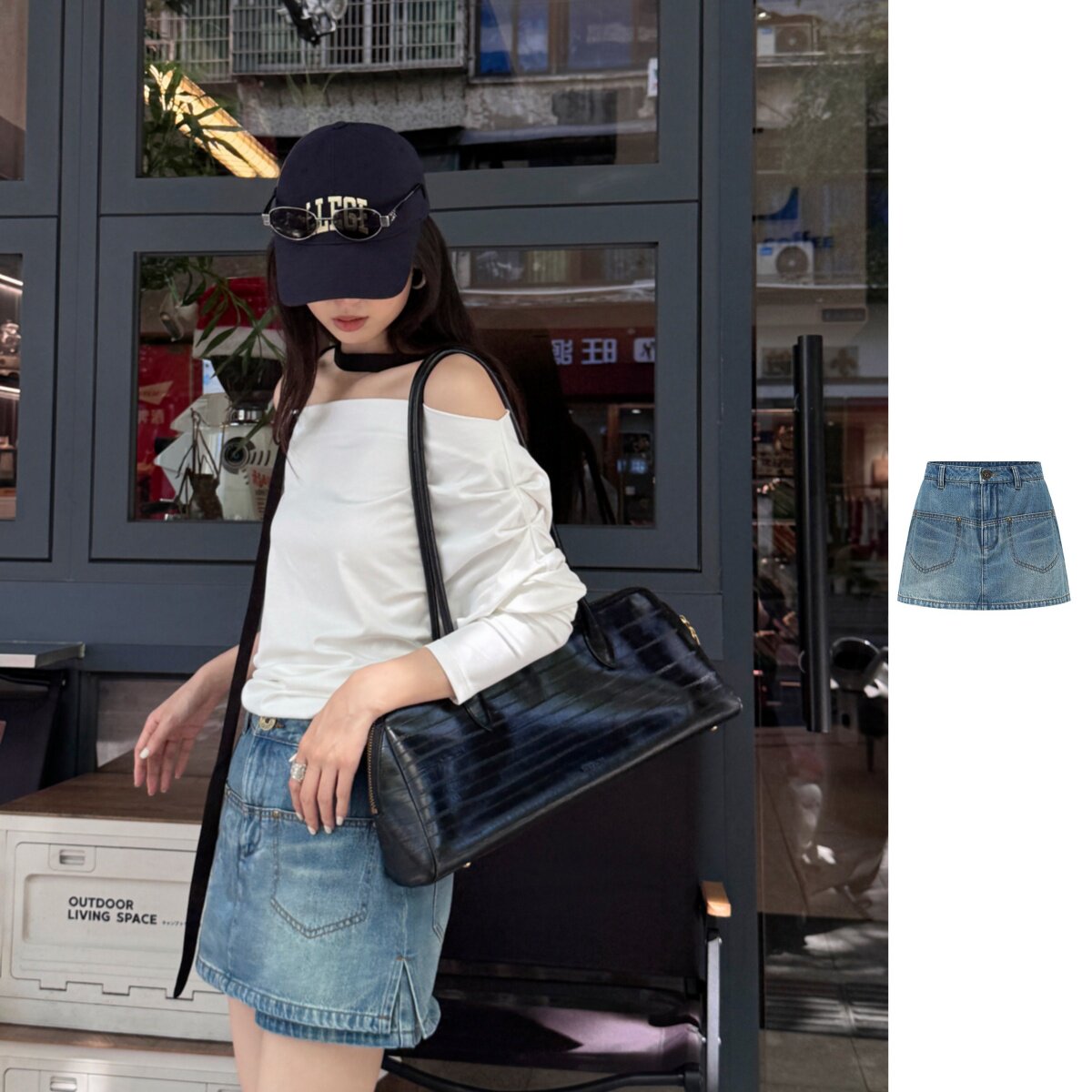 ODTD 项小七 设计师品牌26早秋logo印花牛仔半裙裤-裤子图片