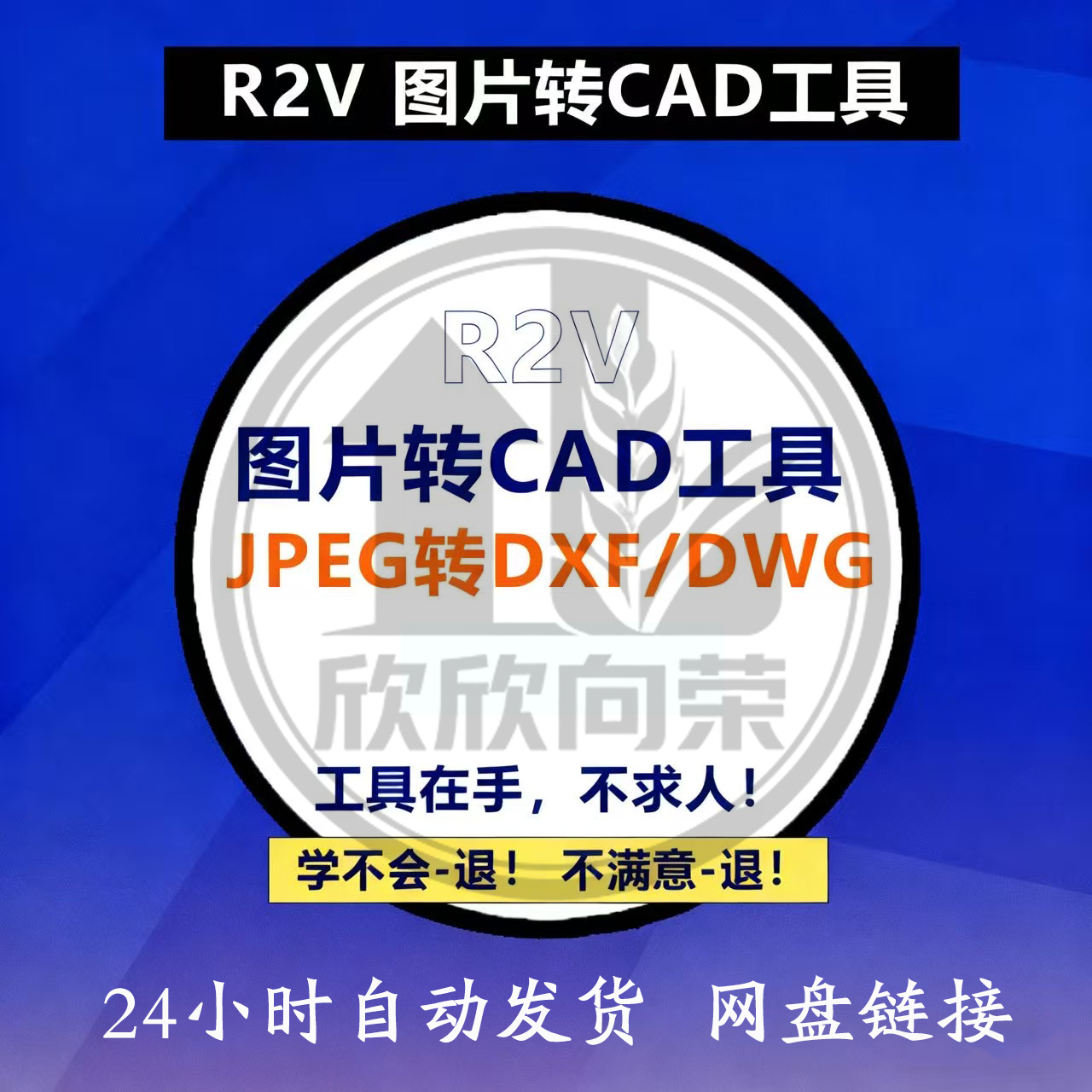 R2V图片转CAD工具img2Cad免安装JPG转CAD转DWG转DXF带视频教程
