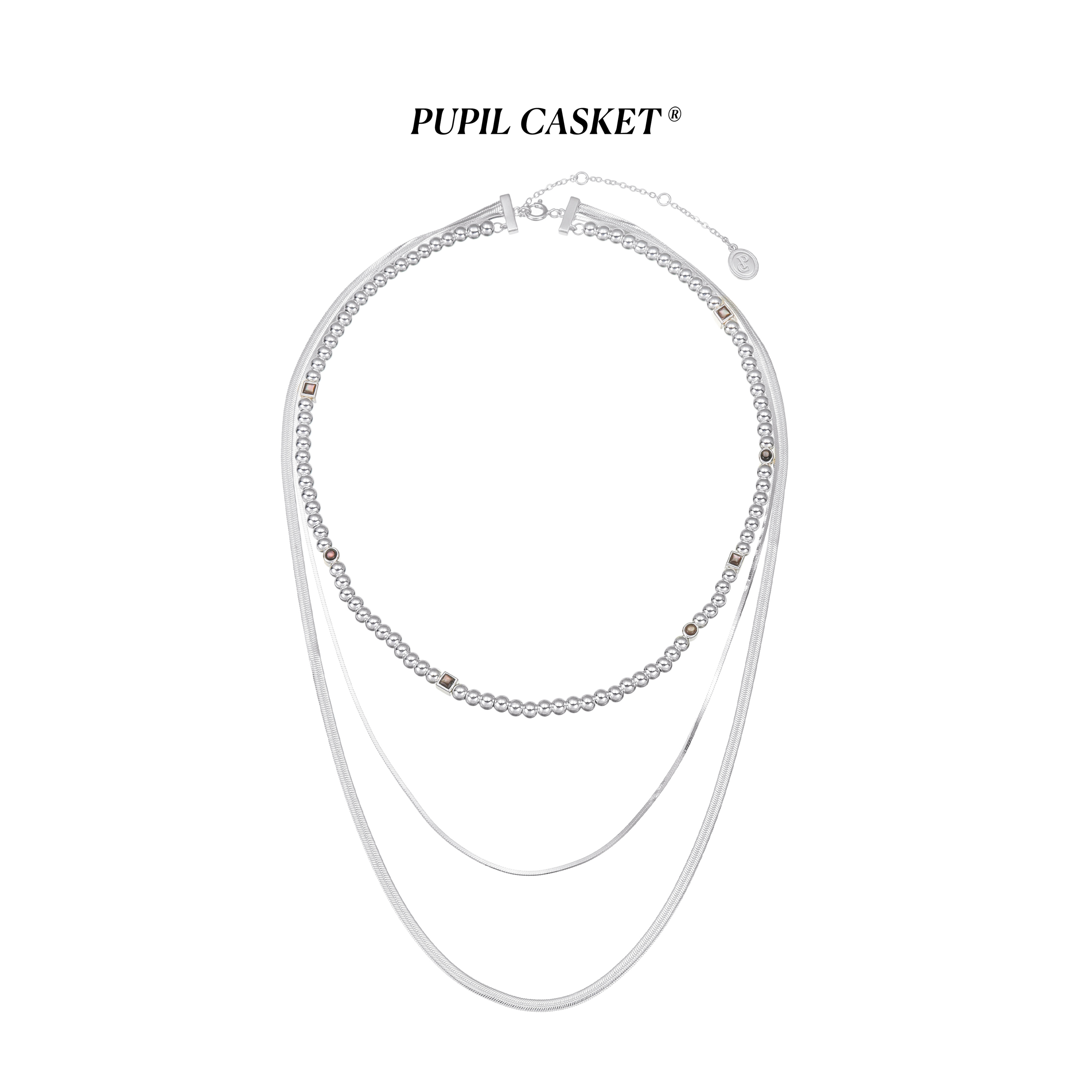 小众高级设计925银项链三层叠戴