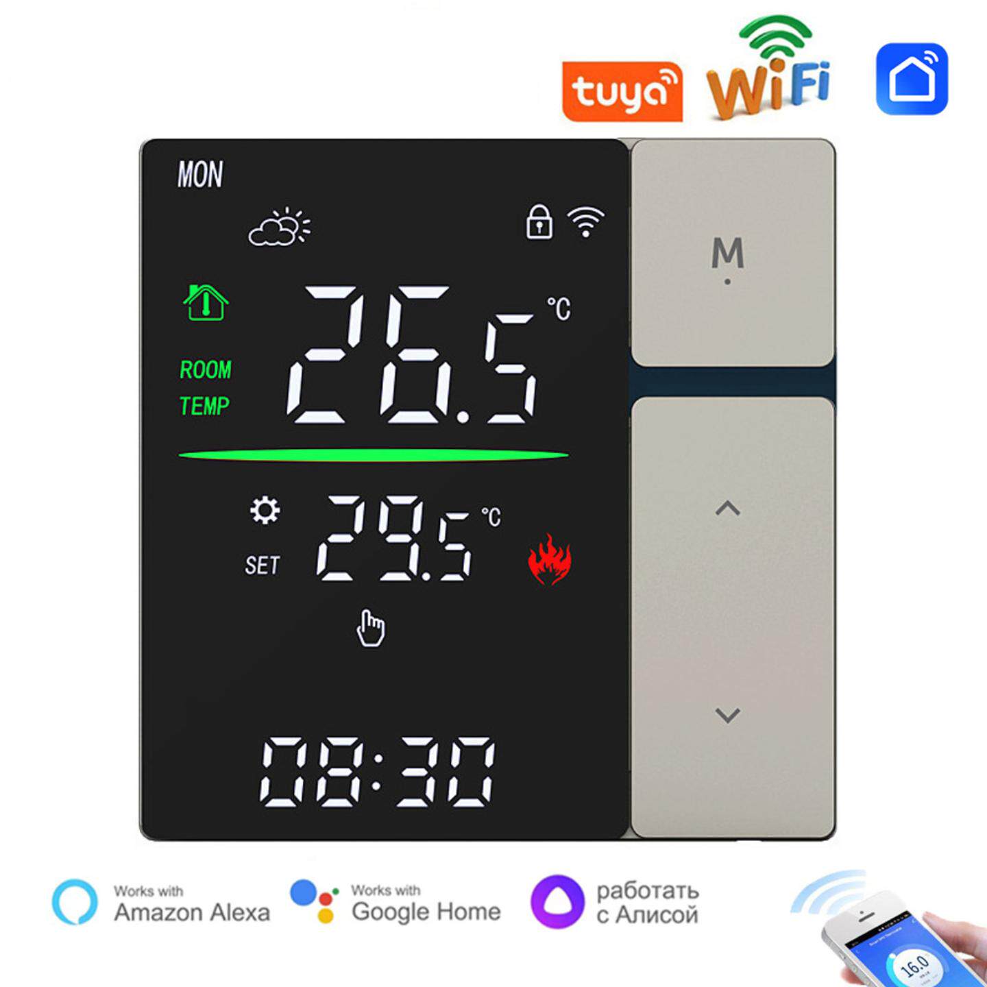 新款智能电暖温控面板无线WiFi涂鸦地暖温控器地板加热壁挂炉水暖