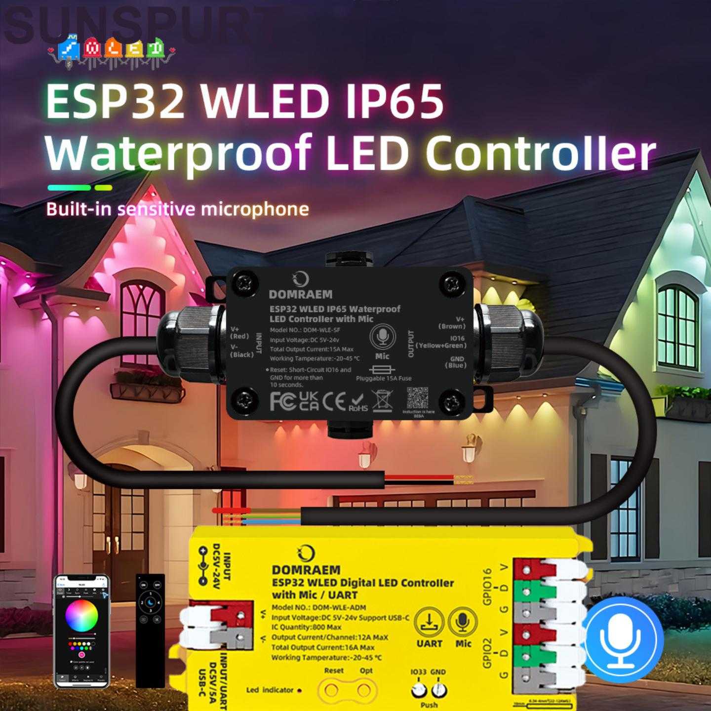 WLED七彩灯条控制器ESP32带可