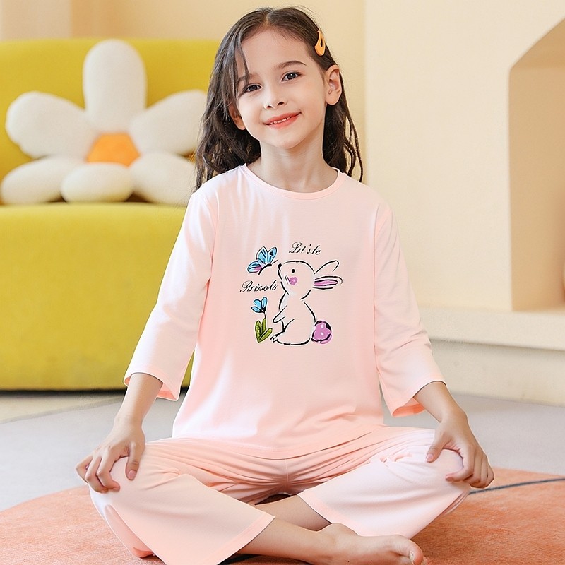 夏季女童睡衣薄款莱赛尔男大童女孩七分袖冰丝套装儿童家居空调服,童装/婴儿装/亲子装,家居服套装,淘宝优惠券,粉丝福利购,淘宝优惠卷