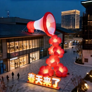 春季充气花朵气模装饰商场庆典美陈道具粉色喇叭花朵户外打卡拍照