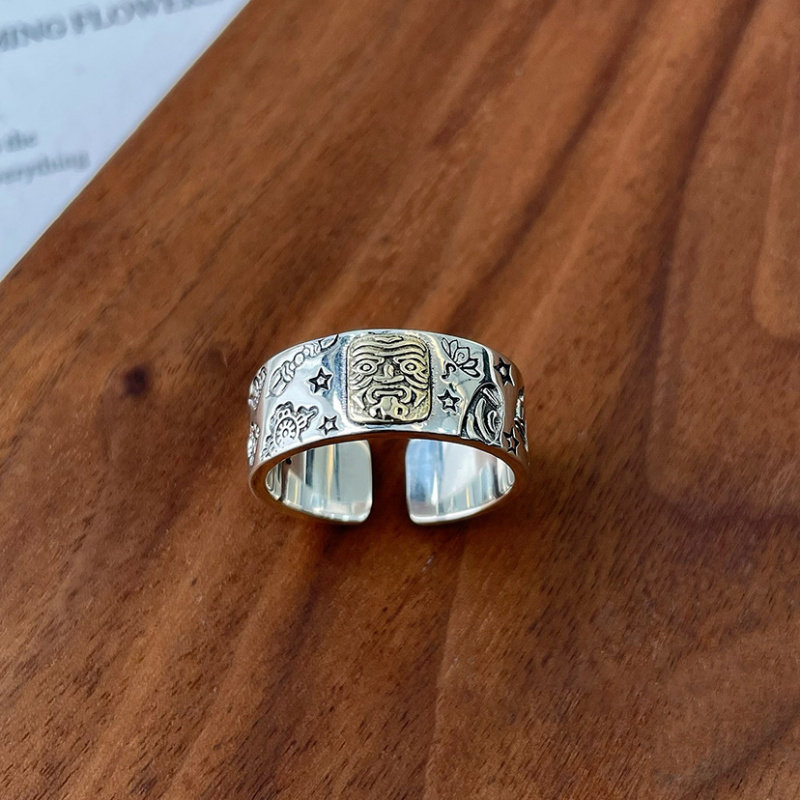 新款复古扎基拉姆戒指女国潮简约大气时尚戒情侣对戒ins