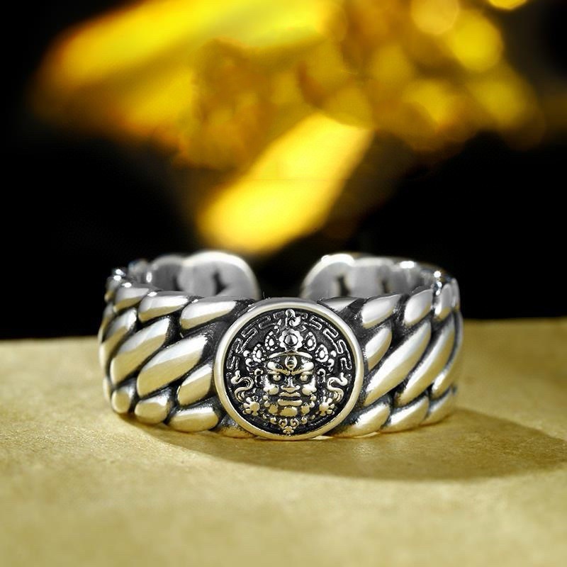 新款高级感三马鞭黄财神戒指时尚