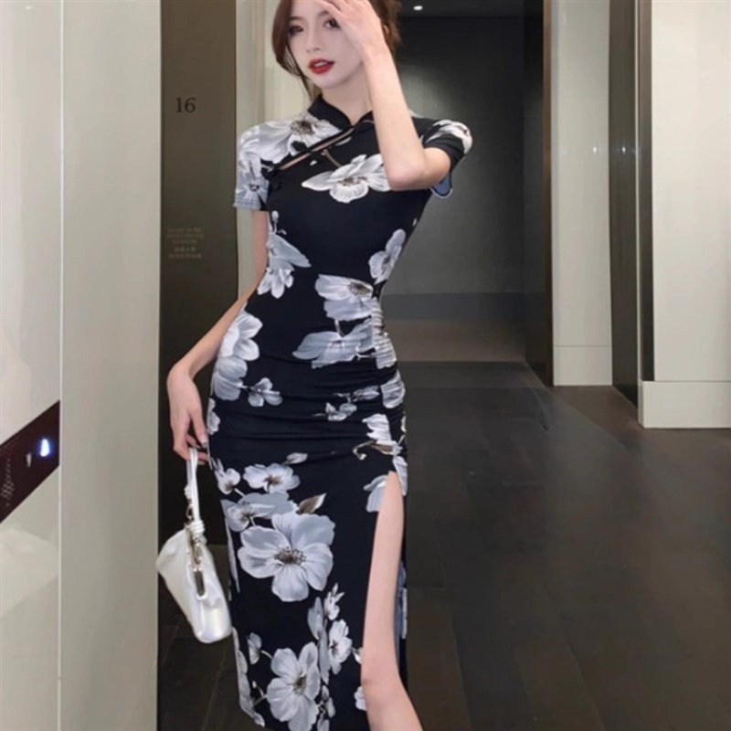 spa足浴技师工作服柔式工装改良旗袍新款足疗桑拿按摩连衣裙复古