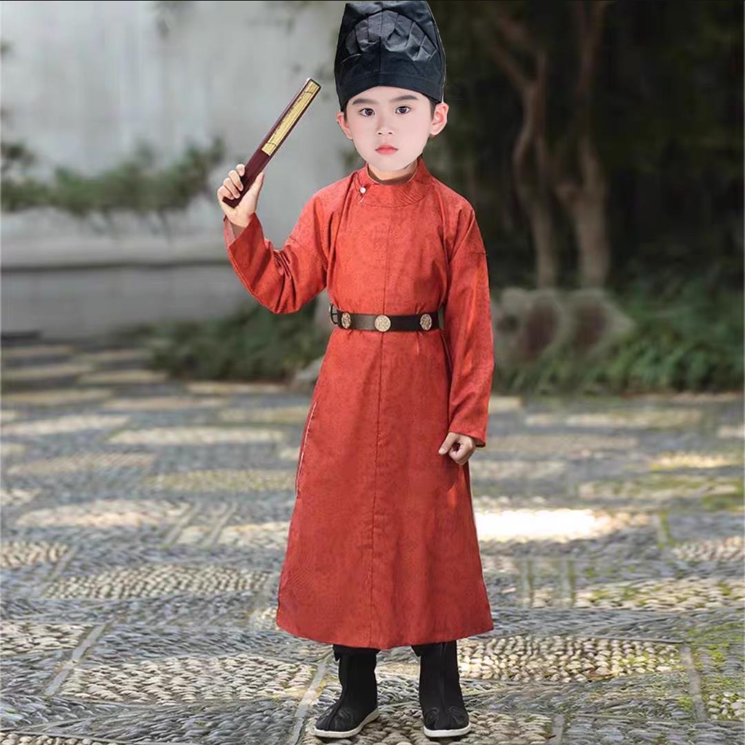 男童汉服唐装唐朝李白服装圆领袍儿童古装书生诗人杜甫古诗演出服