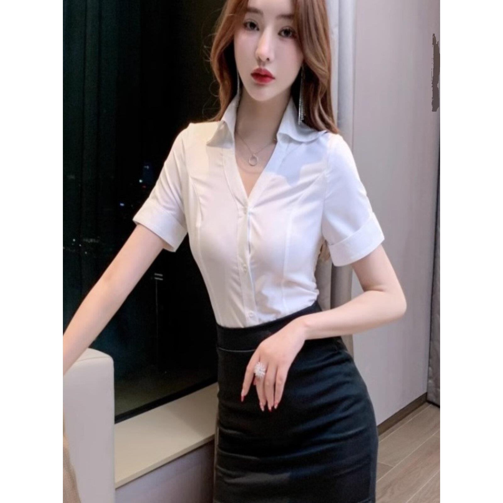足浴技师性感修脚优雅套装白衬衫商务服装前台美容师工作服女性夏