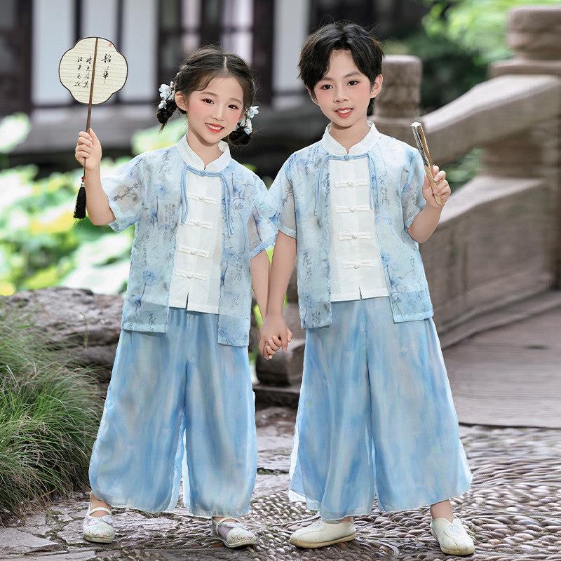 儿童汉服国学服春秋男女夏季唐装新中式国风幼儿园宝宝演出服套装