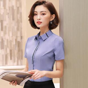 酒店服务员工作服夏装女短袖衬衣餐饮饭店经理前台收银员职业套装