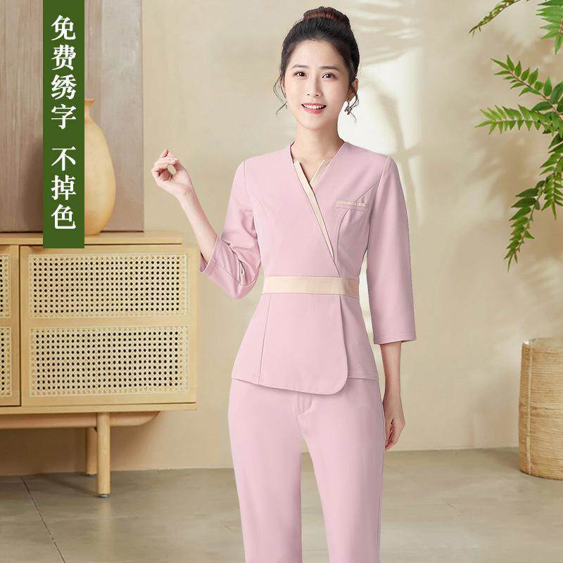 高级美容师工作服加厚大码足疗技师工作服套装高端月子中心连衣裙