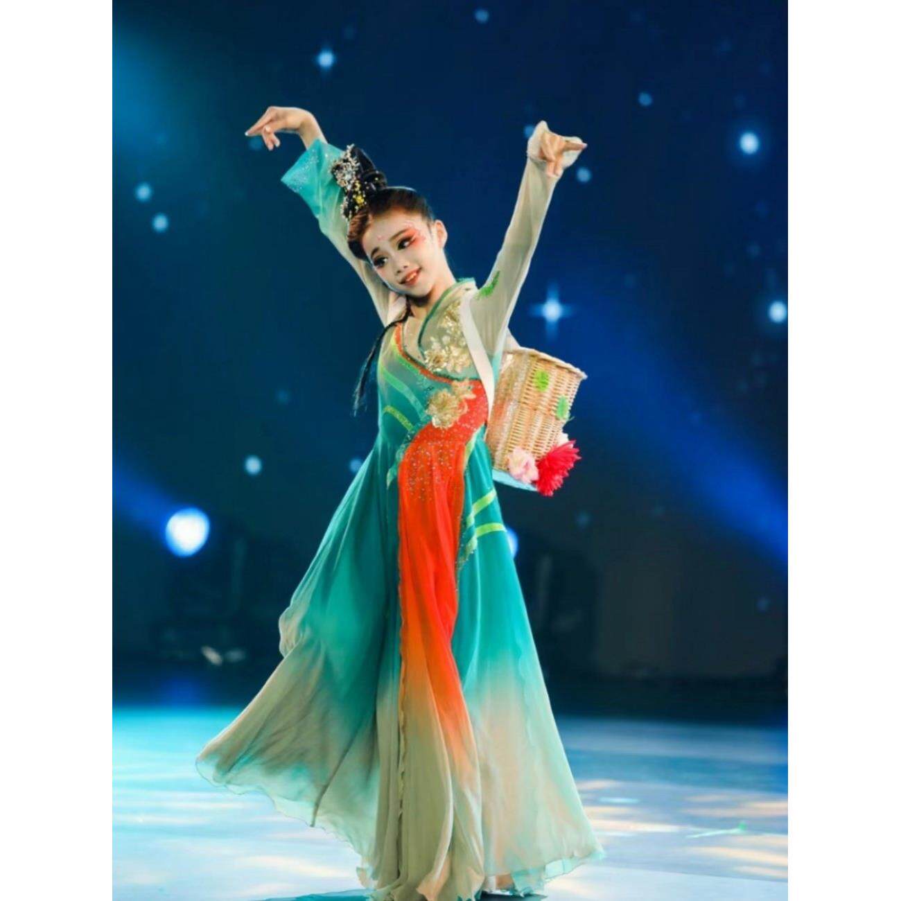 采菊东篱下古典舞演出服女飘逸中国风汉唐独舞大摆裙艺考舞蹈服装