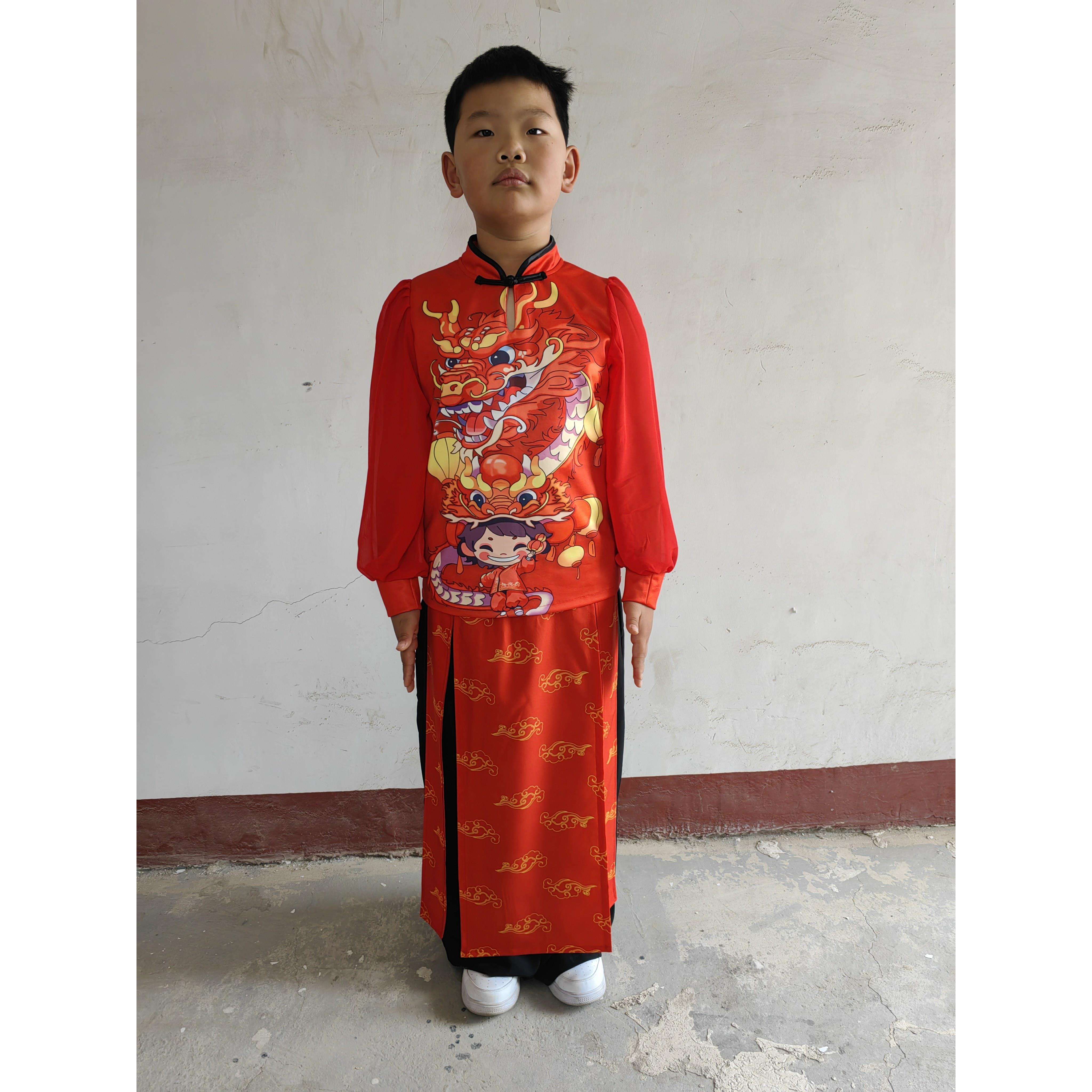 元旦儿童国潮中国风演出服走秀说唱脸谱啦啦操嘻哈运动会表演服