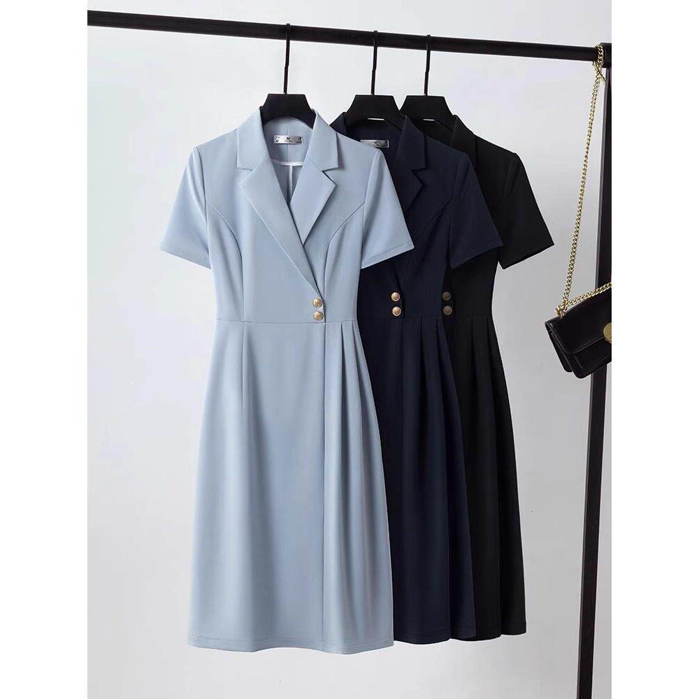 短袖西装连衣裙女夏季2025新款工作服职业气质高级感前台工装裙子