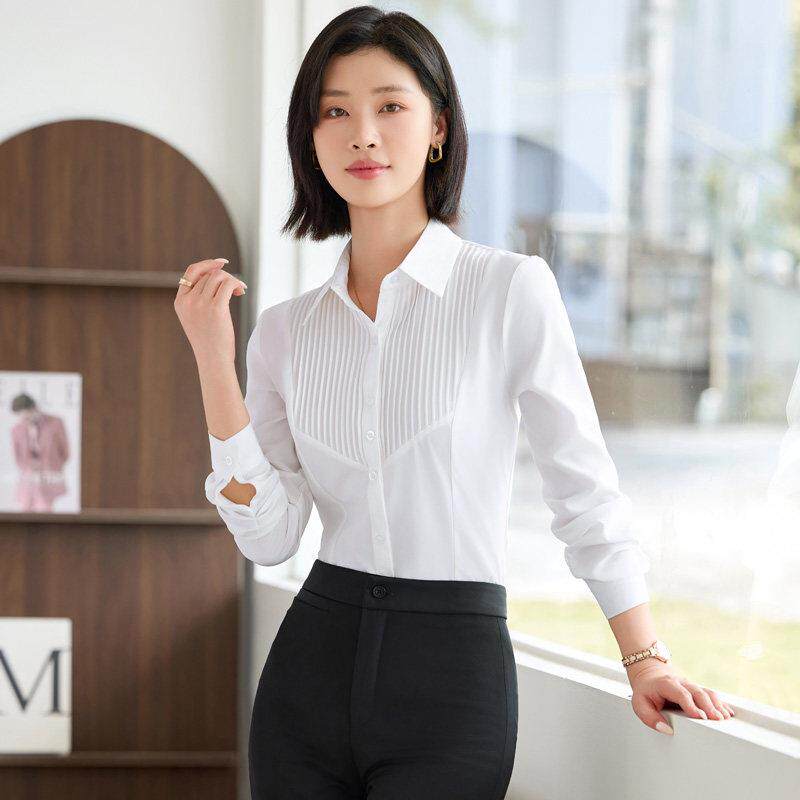职业装白衬衫女长袖上衣2025春秋新款时尚气质酒店服务员工作服