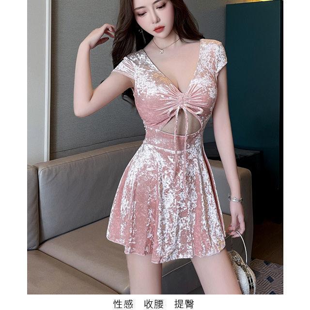 夜场工作服性感女装低胸镂空连衣裙子按摩柔式足浴足疗技师服