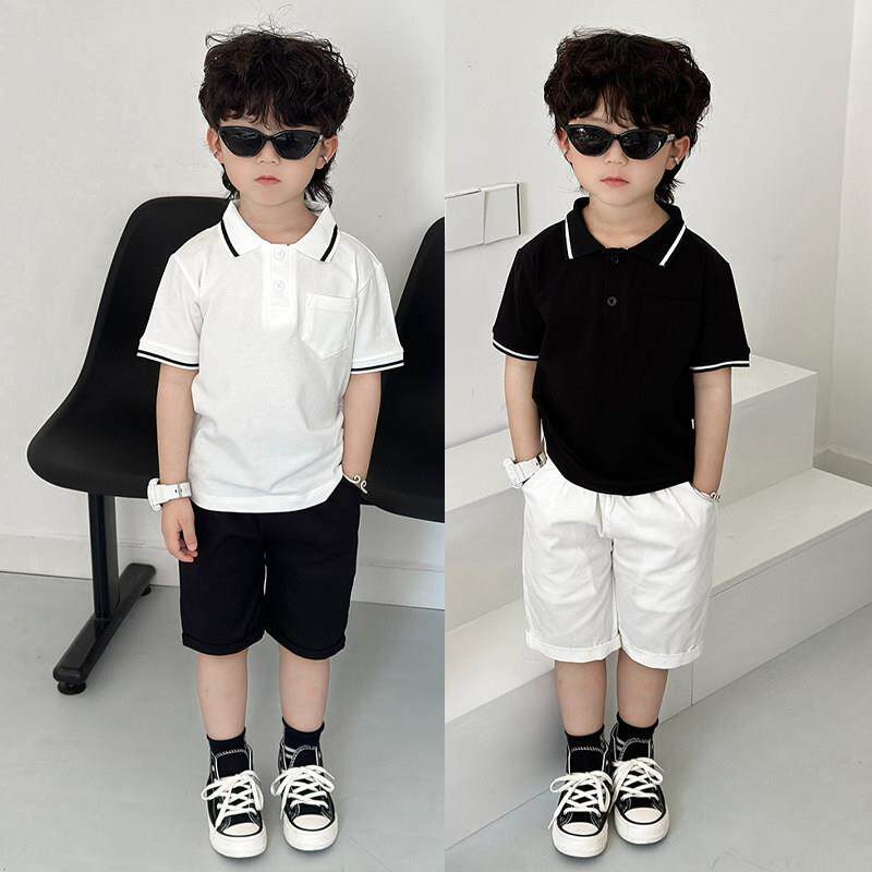 男童纯棉衫2025新款潮帅气时髦儿童休闲短袖套装夏季宝宝童装