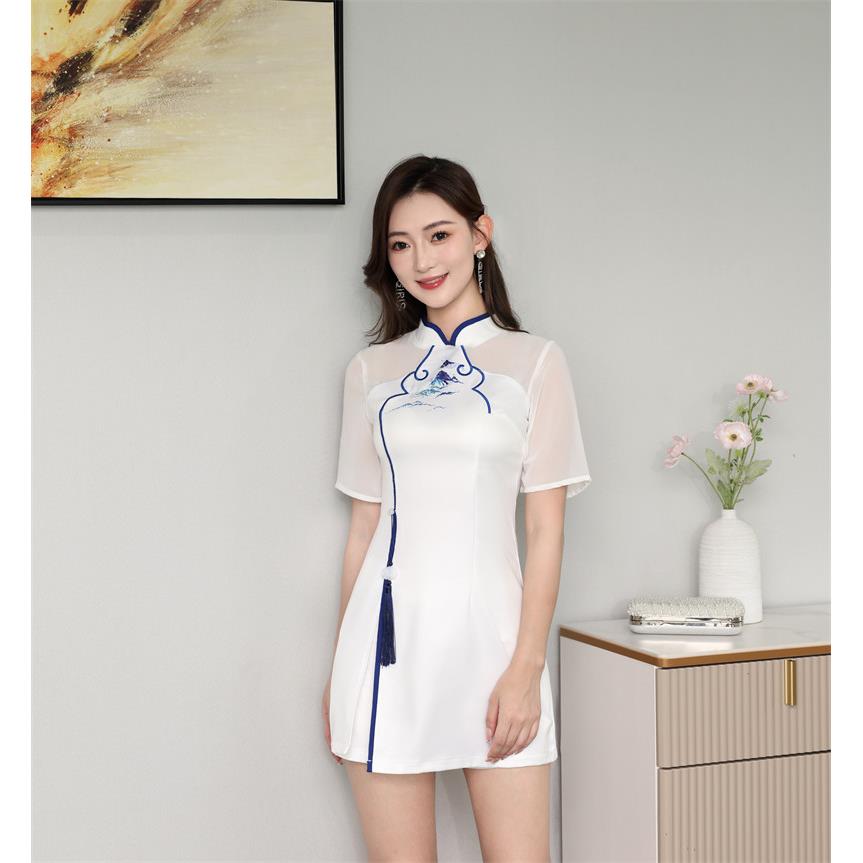足疗女技师衣服足浴按摩旗袍工作服气质新款养生工作服采耳工服夏