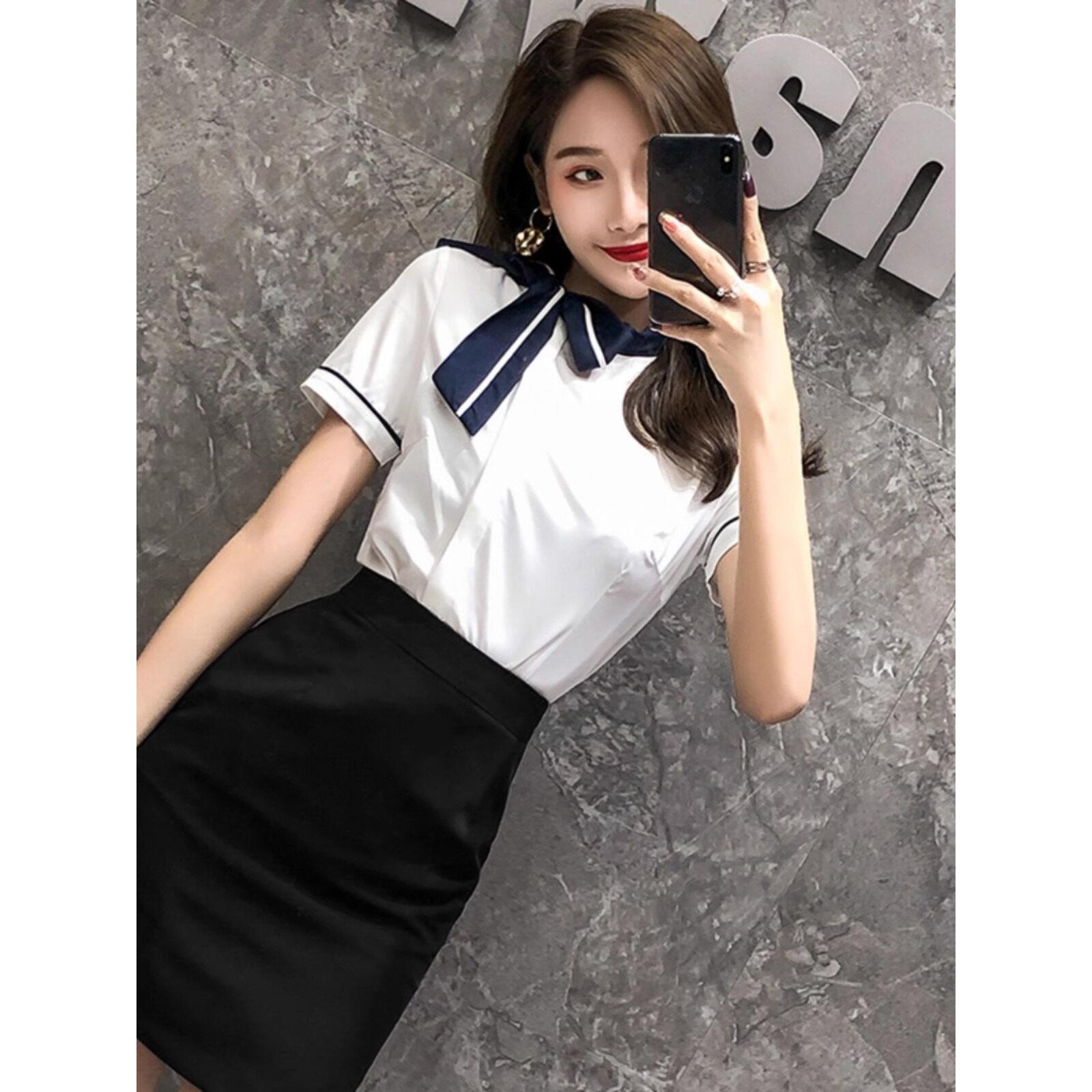 职业通勤衬衫女时尚气质空姐制服套裙珠宝店美容院售楼部工作服