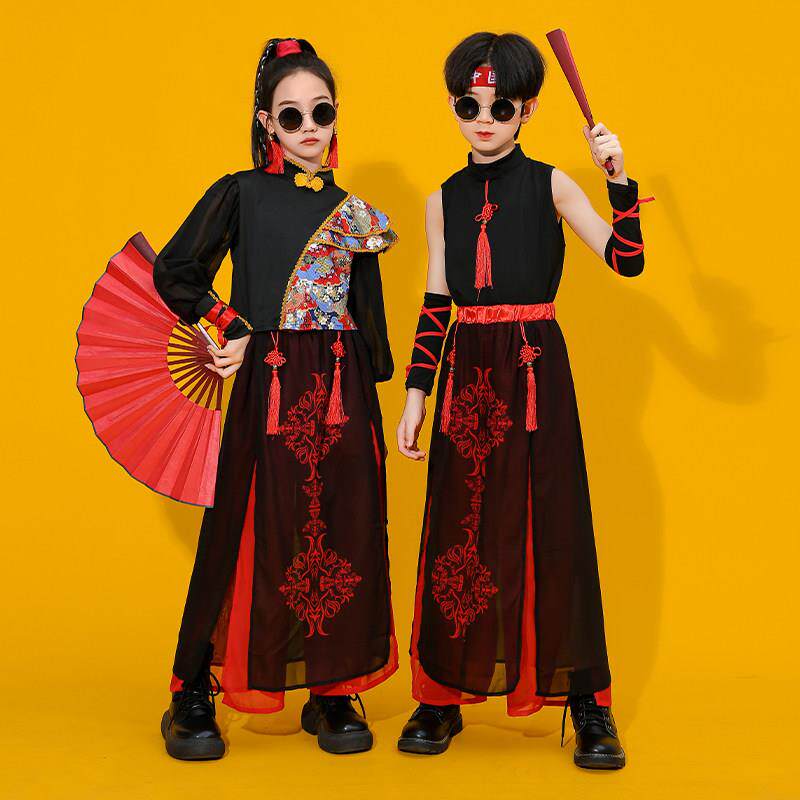 儿童古典舞演出服国潮风爵士舞服中国风雪龙吟舞蹈服小学生扇子舞