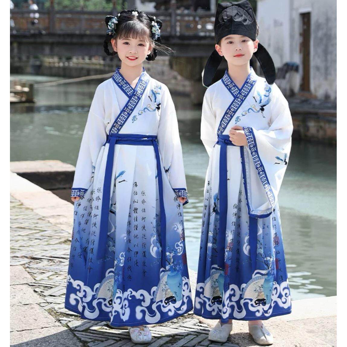 幼儿童古装李白杜甫诗人服装男童唐朝古代汉服古诗词朗诵表演出服