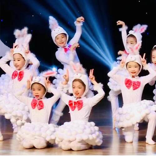 元旦新款幼儿园兔子乖乖卡通儿童演出服小白兔动物话剧舞蹈表演服