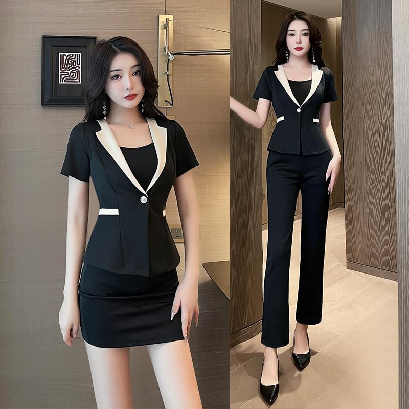 2023美容院三件套工作服短袖女技师足疗气质显瘦足浴空姐制服夏季