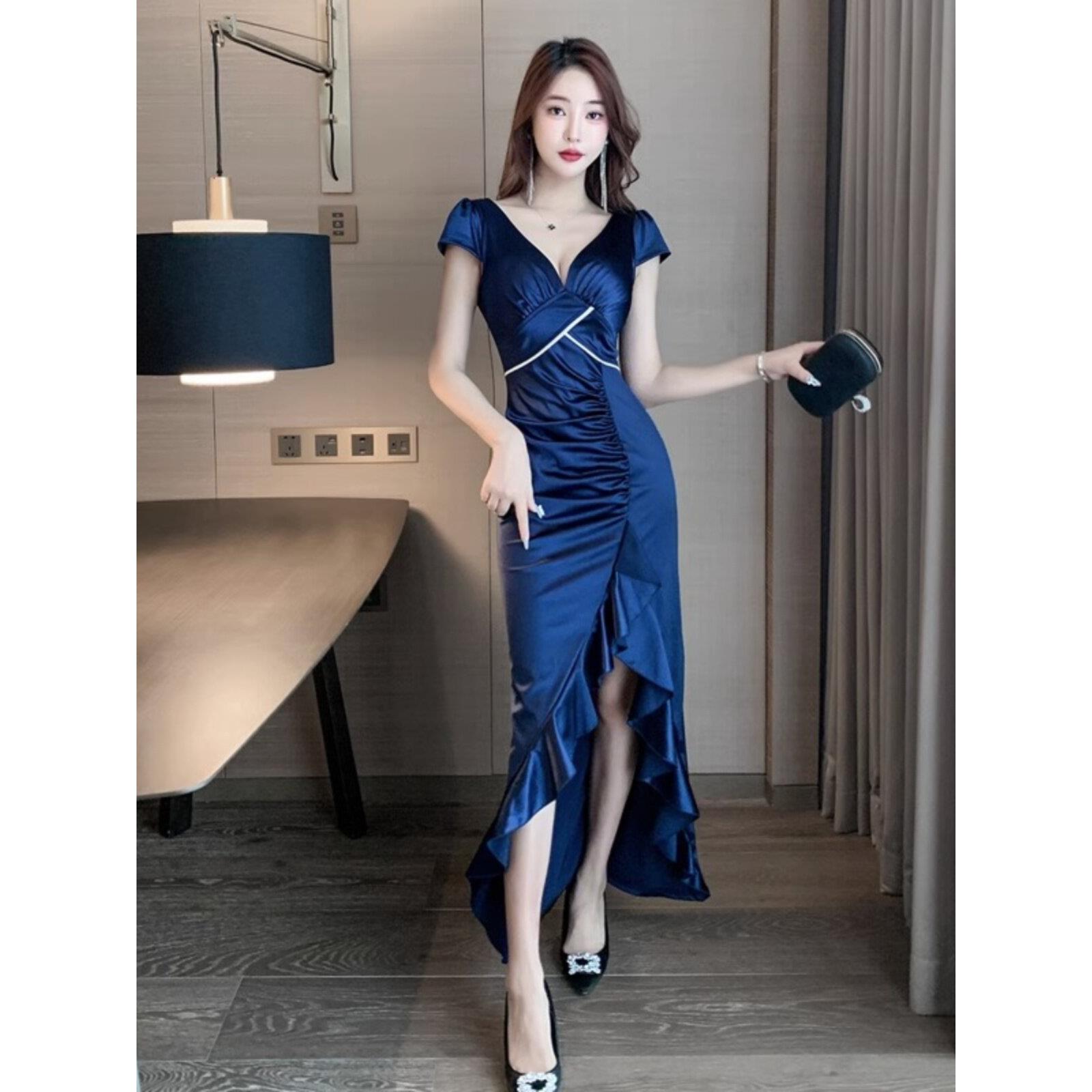 晚礼服长浴桑拿技师工作服夜总会公关嘉里女士礼服长裙