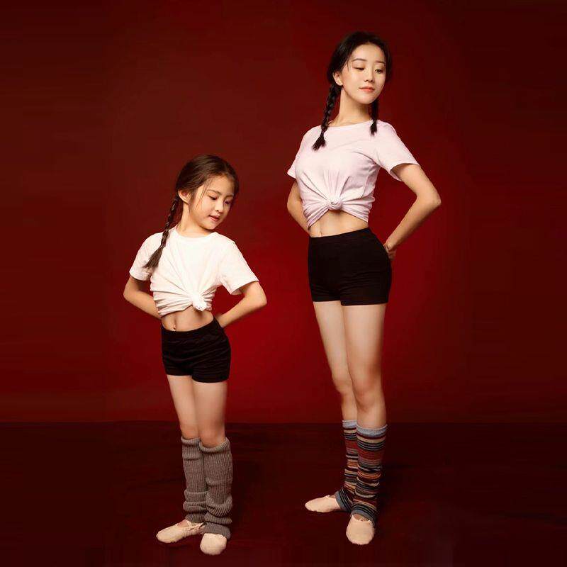 儿童芳华舞蹈A摄影亲子黑白经典白T恤短裤演出服装现代棉质练功服