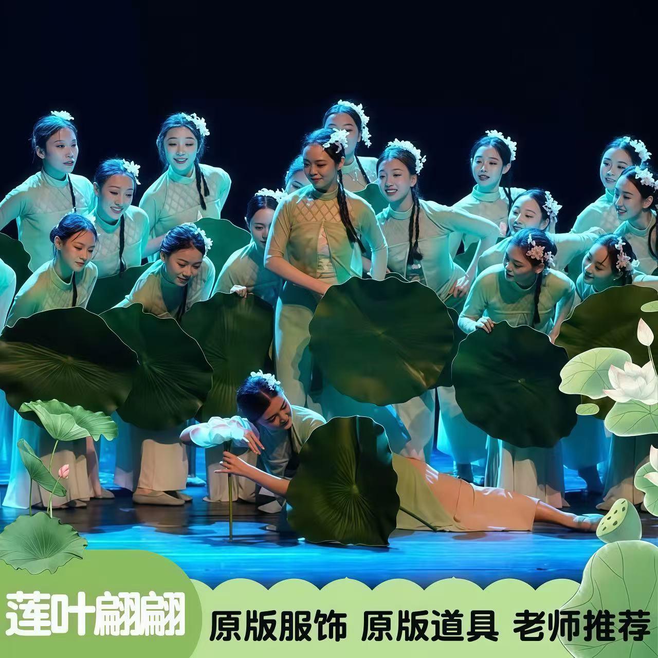 小荷叶舞蹈服荷叶翩翩莲叶翩翩演出服古典舞如梦令表演服荷花道具