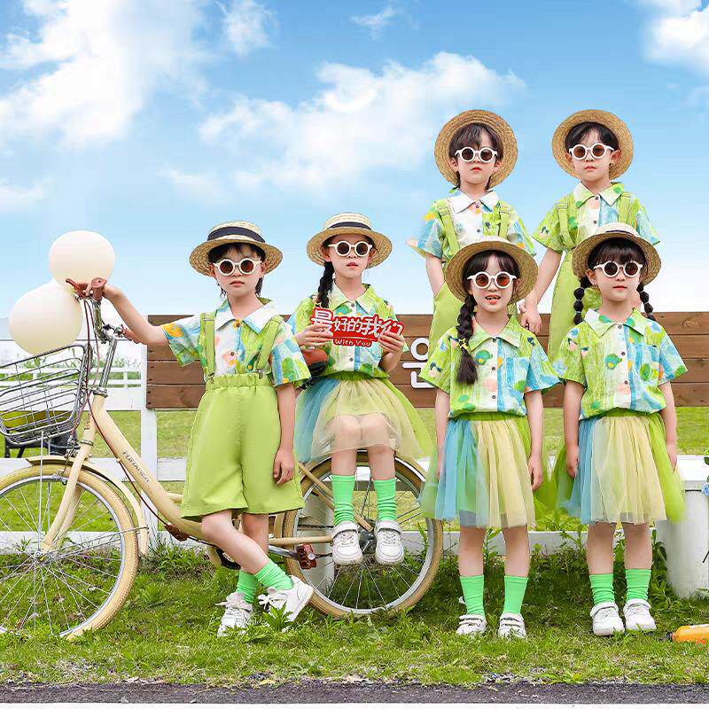 六一儿童演出服背带裤班服小学生啦啦队运动会服装幼儿园表演服装