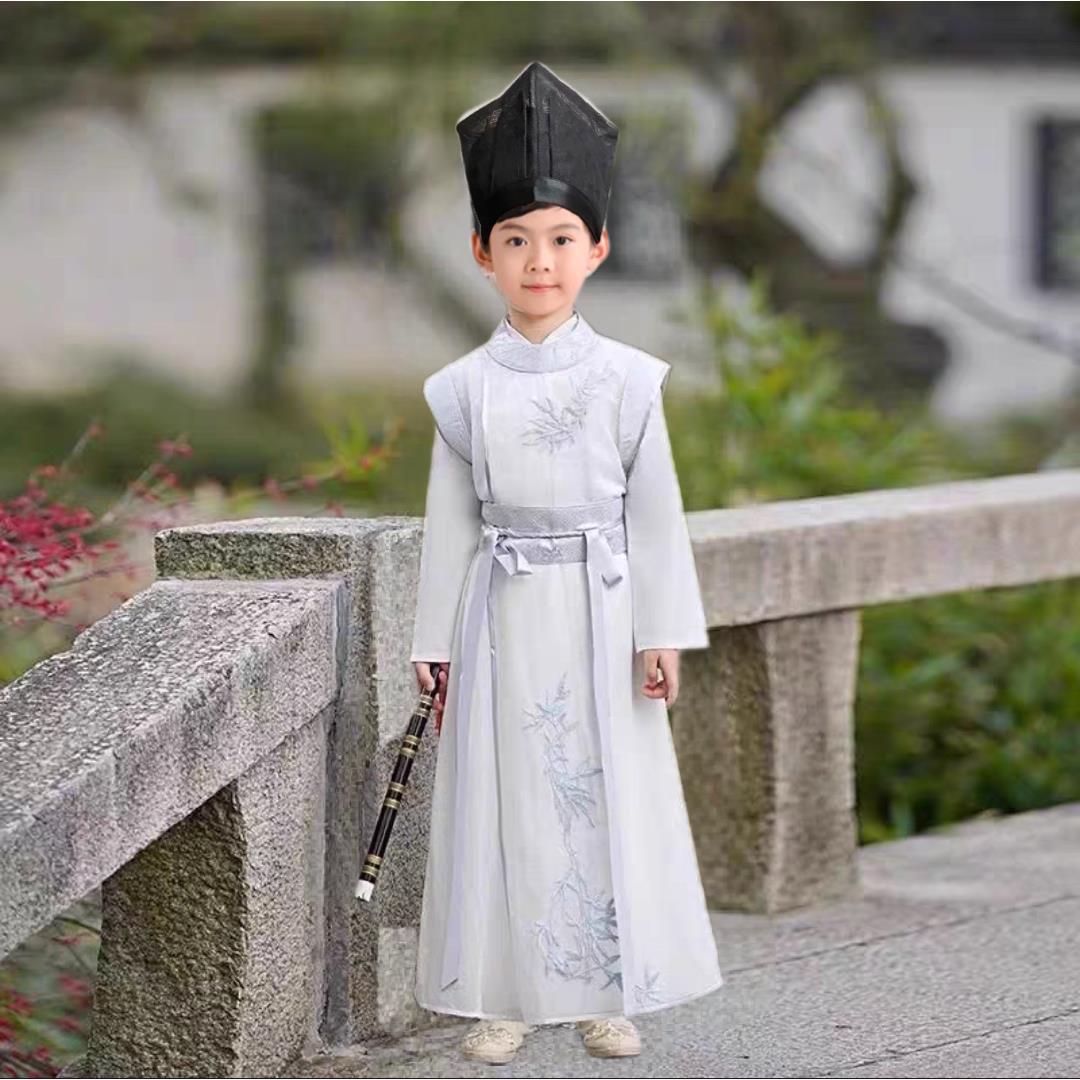 儿童古装汉服唐代李白国学宋朝古代辛弃疾古诗词古文朗诵表演服装