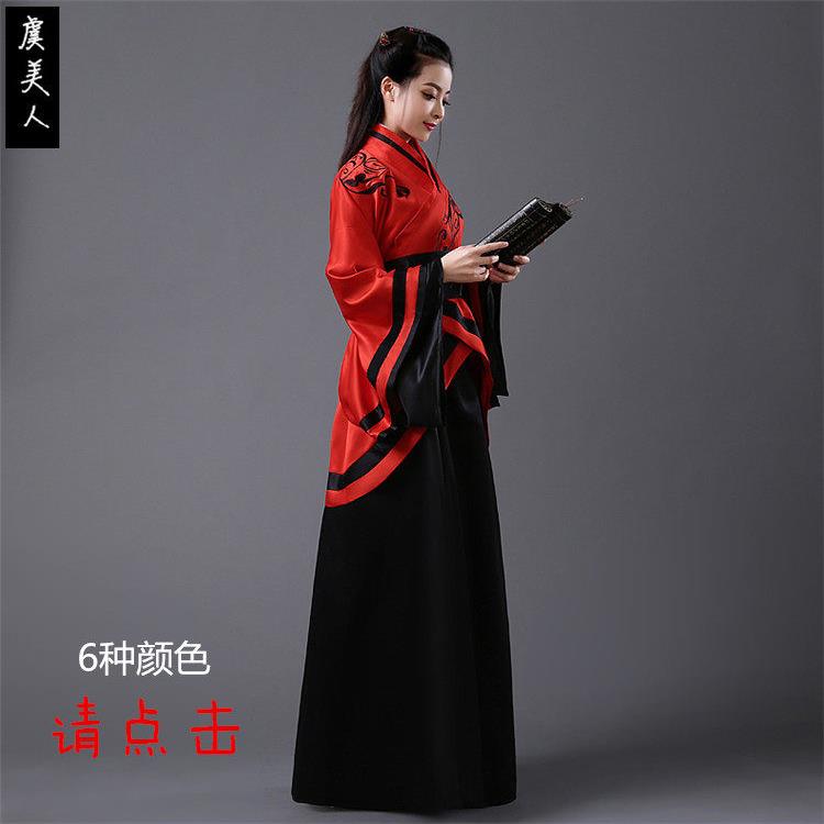 新款古装汉服双绕曲裾唐装表演服国学成人礼汉服女古代演出服装