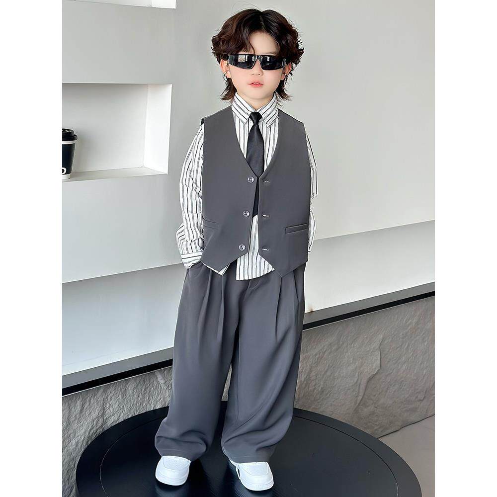 男童西装套装春秋2025新款韩版休闲儿童西服花童婚礼服男孩演出服