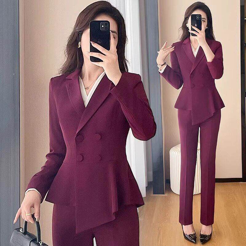 西装套装女春秋珠宝店售楼部美容院工作服女职业气质酒店前台工装
