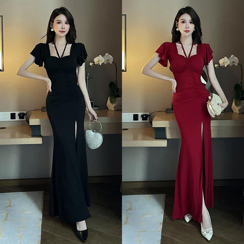 性感洋装女气质低胸足浴按摩柔式技师工作服足疗佳丽晚礼服