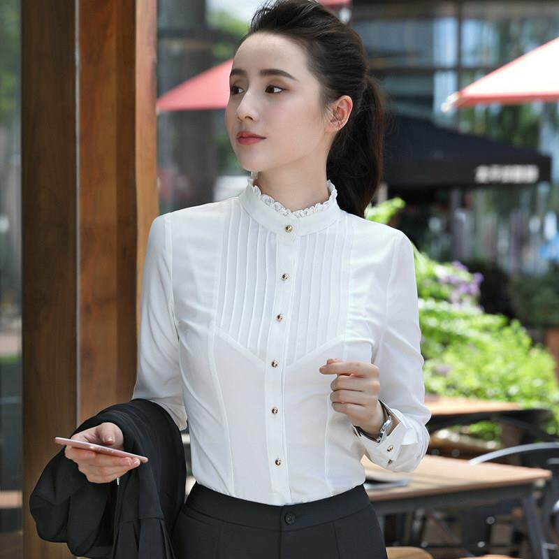 白衬衫女长袖职业装工作服正装衬衣2023秋季新款修身显瘦韩版上衣