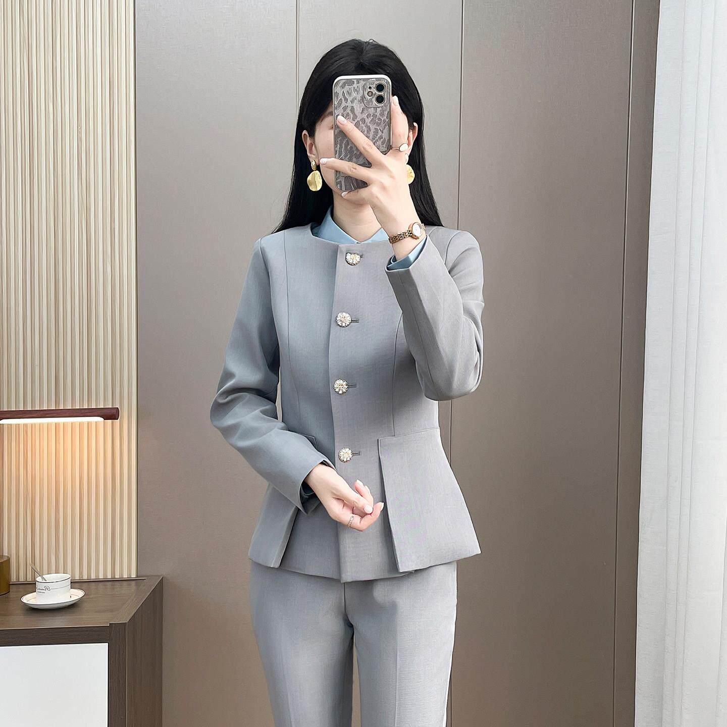 小香风时尚套装女前台工装西装美容院客服售楼部酒店经理工作服秋