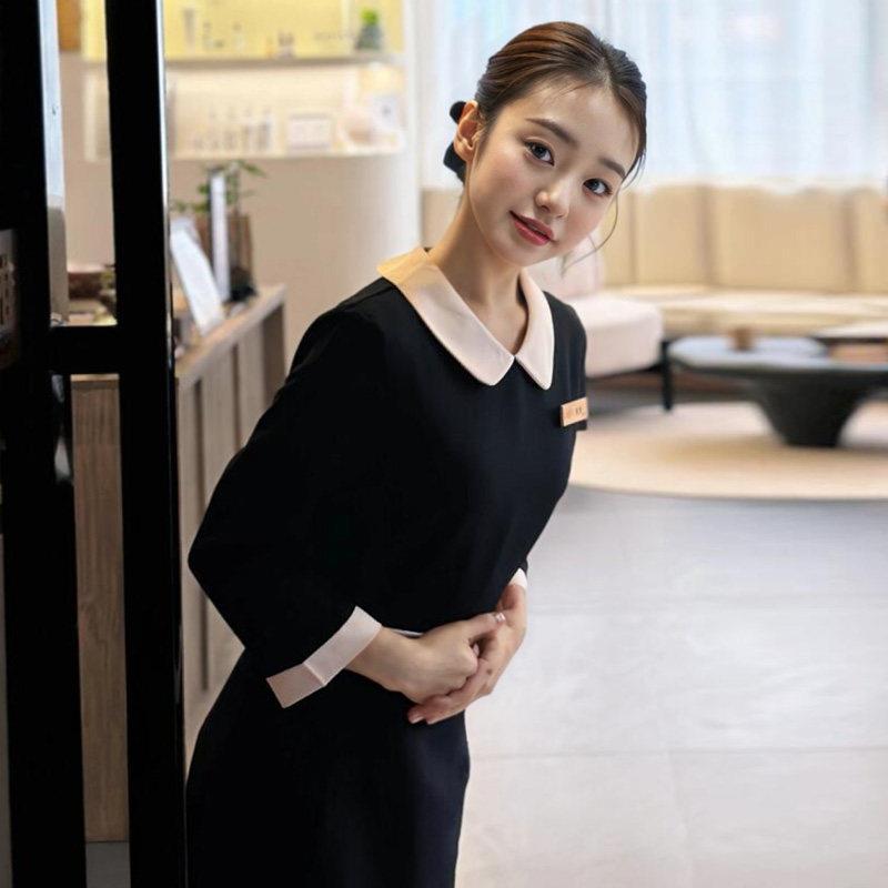 美容院工作服女夏季高端气质2025珠宝餐饮前台医疗美发美容师套装