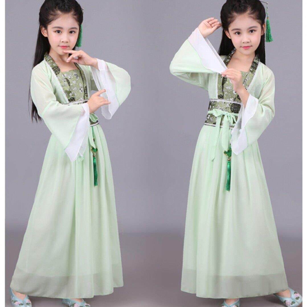 青城山下白素贞儿童演出服女童汉服白娘子服装舞蹈服小孩古装超仙