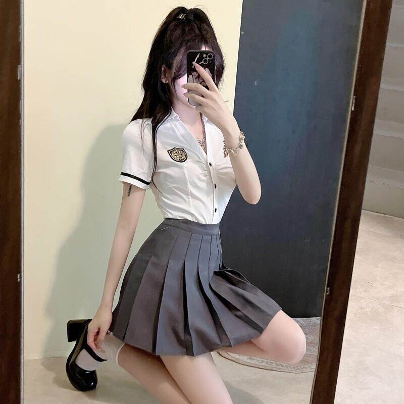 足浴技师工作服足疗按摩性感衬衫百褶裙酒店空姐制服气质套装