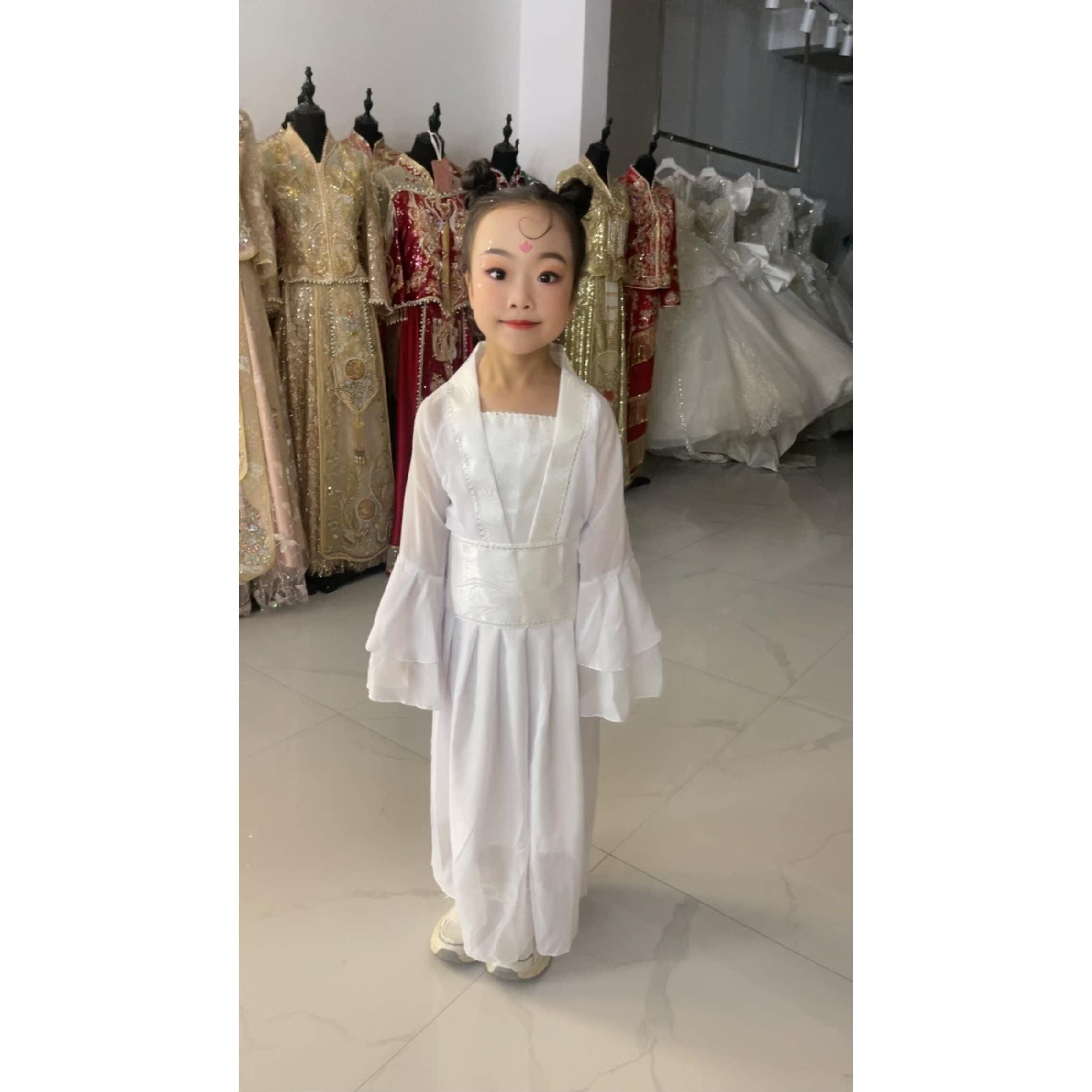 万圣节白娘子汉服儿童青城山下白素贞演出服女童古典舞蹈表演服秋