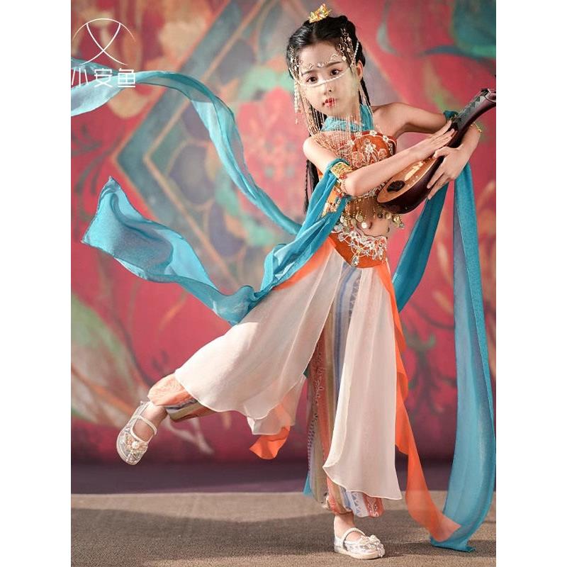 敦煌飞天少儿舞服汉代少女仙女典雅异域古典舞2025少女表演服装图片