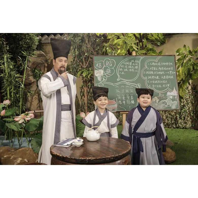 国学书童成人儿童古装汉服三字经弟子规演出服孔子老夫子表演出服