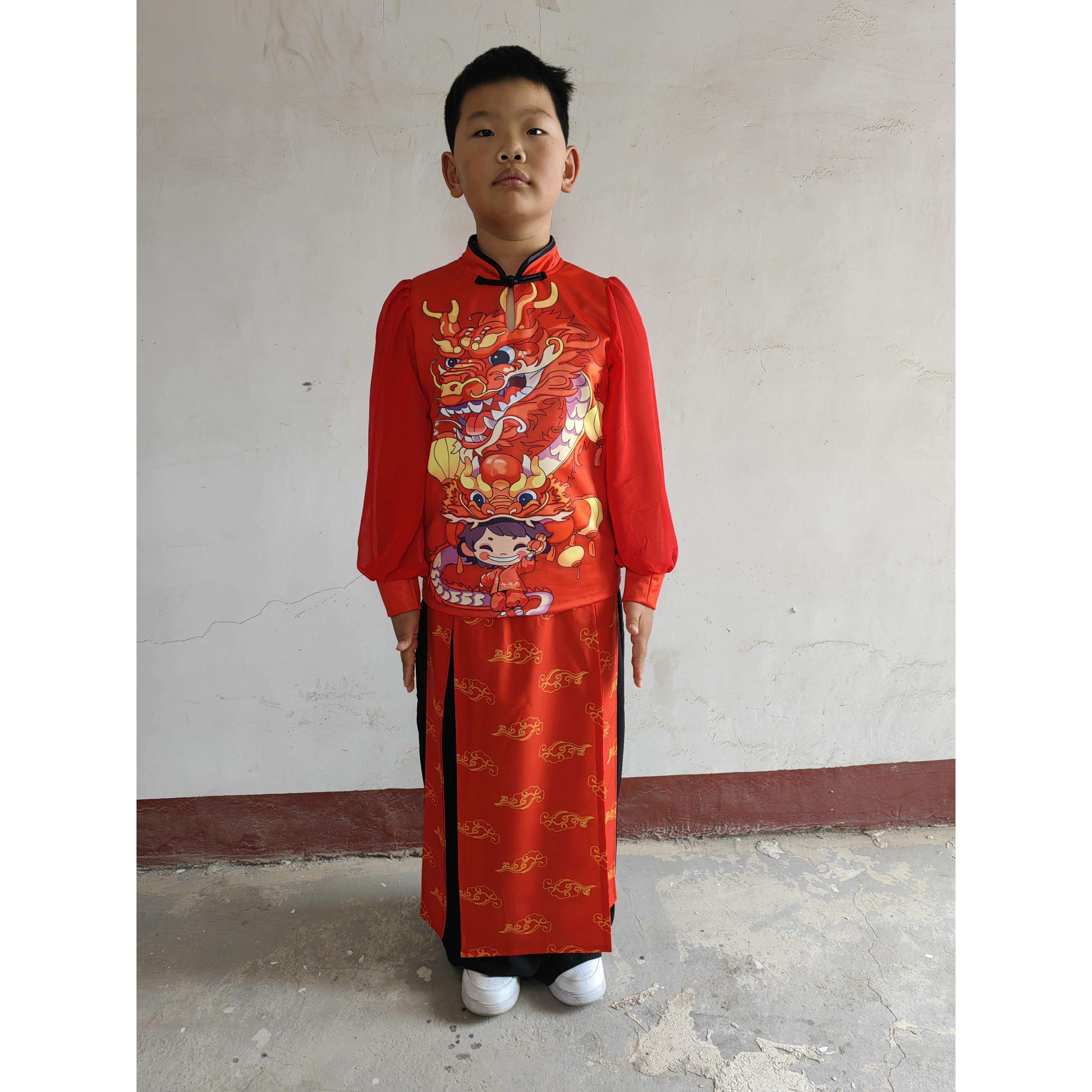 元旦儿童国潮中国风演出服走秀说唱脸谱啦啦操嘻哈运动会表演服