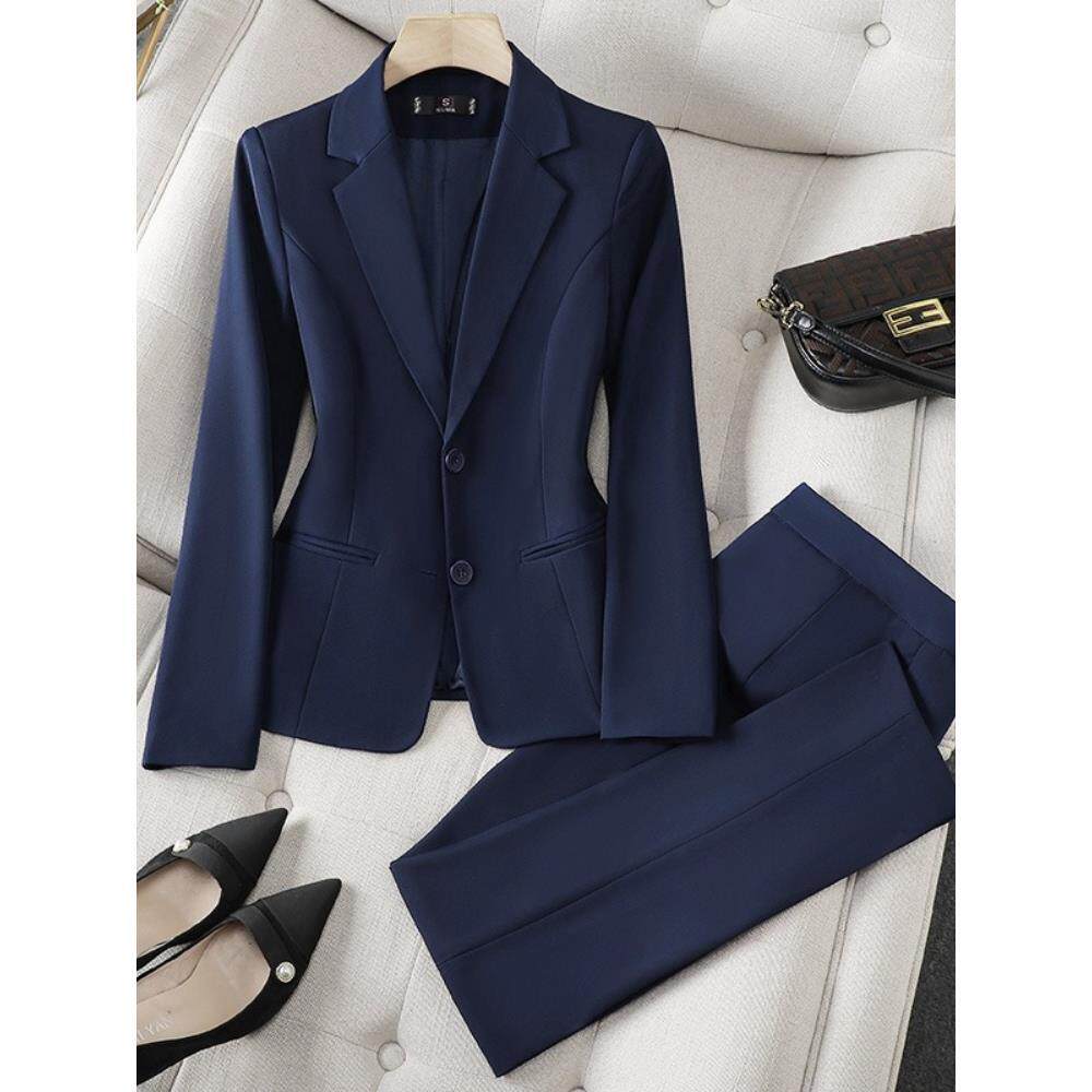 蓝色西装外套女秋冬2025新款气质银行工作服职业正装通勤西服套装