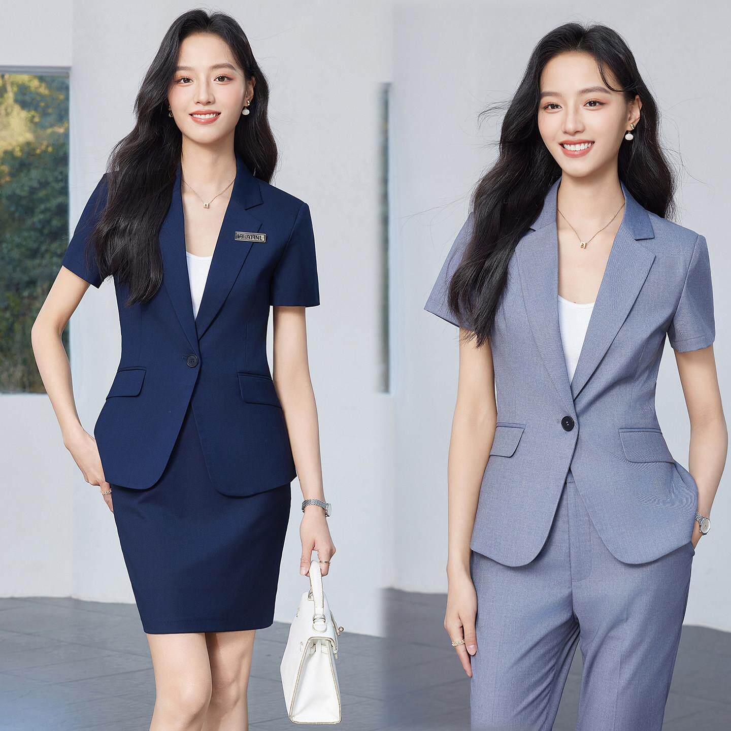 短袖西装套装女短袖夏季职业装气质修身女士经理面试正装工作服
