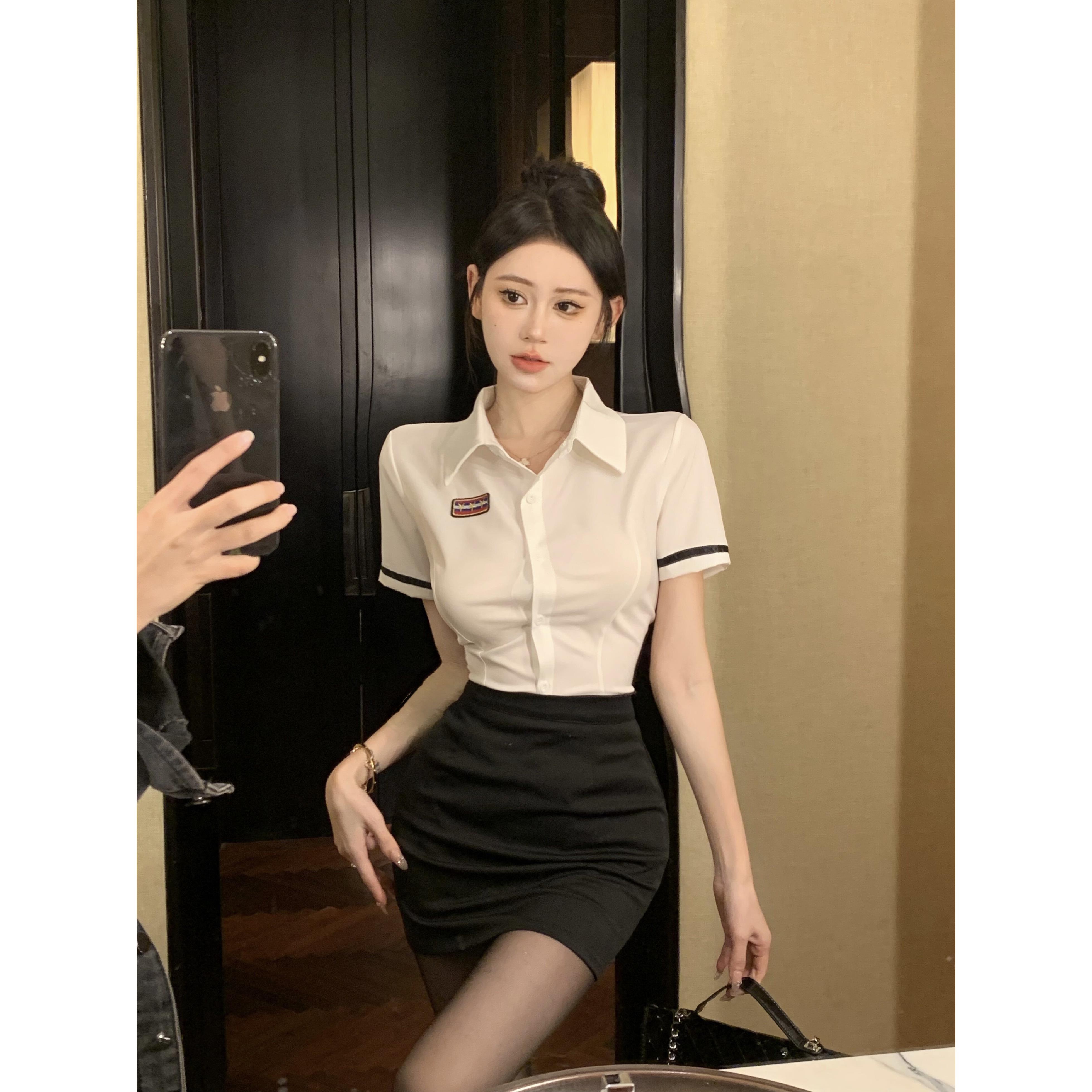足疗店足浴技师工作服新款白衬衫美容院沐足工衣公主服百褶裙